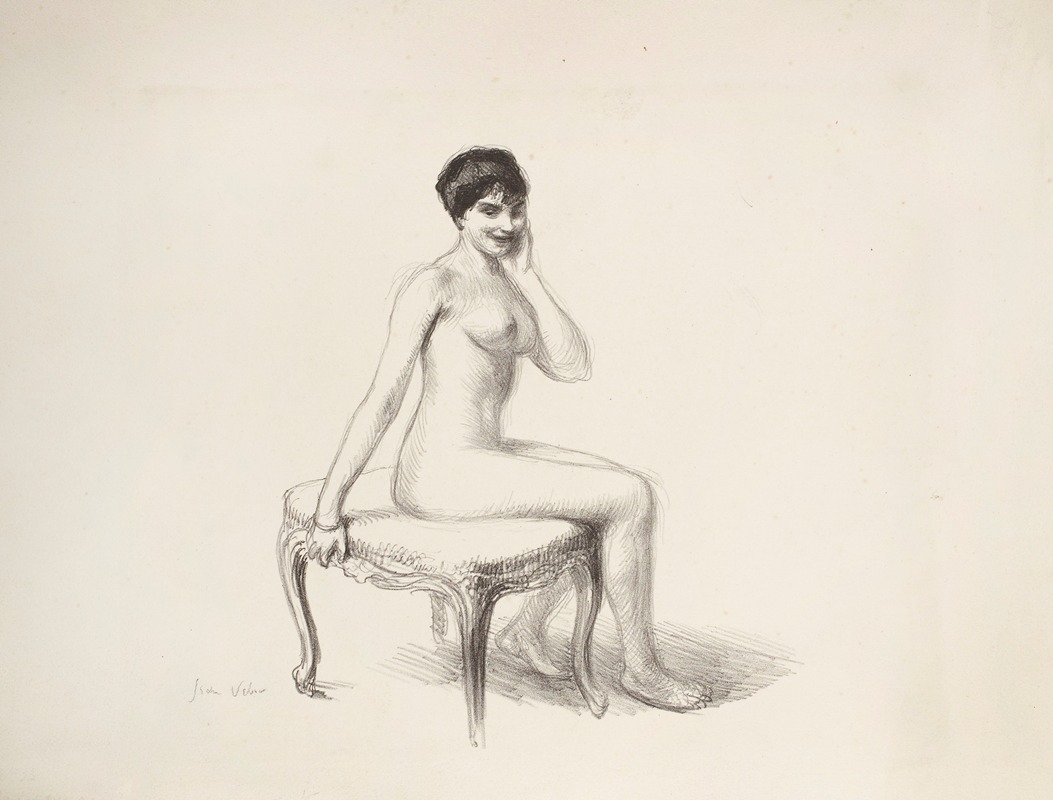 Jean Veber - Petit nu assis sur un tabouret