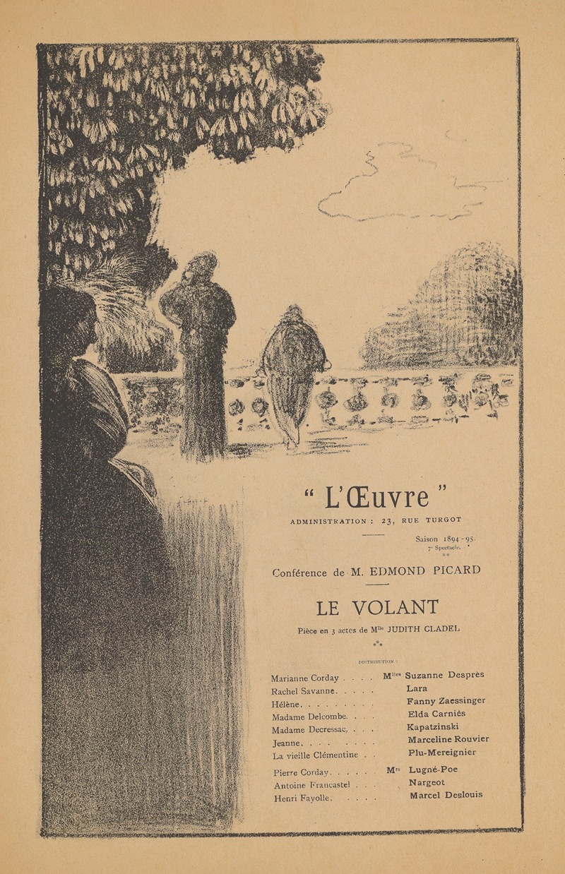 Ker-Xavier Roussel - Programme de l’oeuvre Le Volant