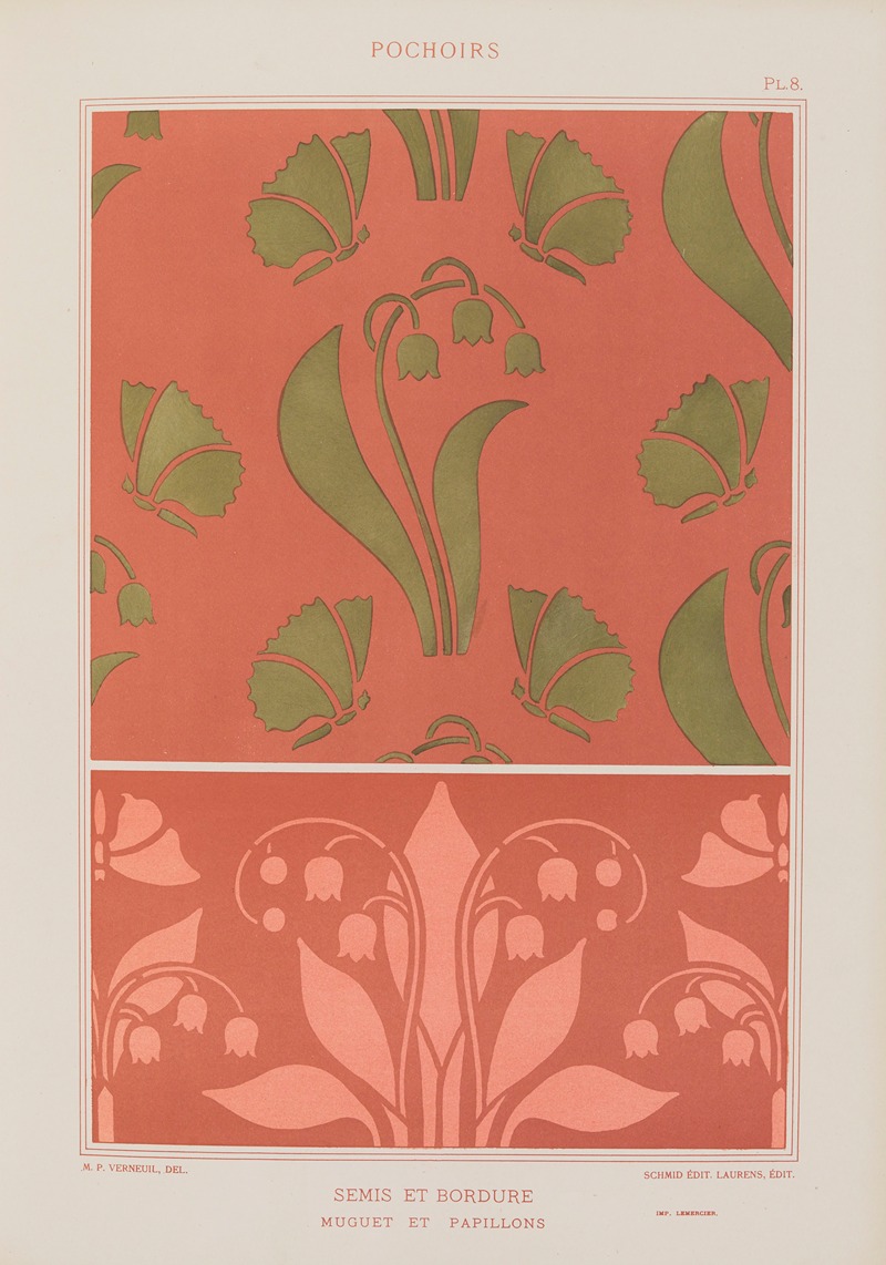 Maurice Pillard Verneuil - Semis et Bordure, Muguet et papillons