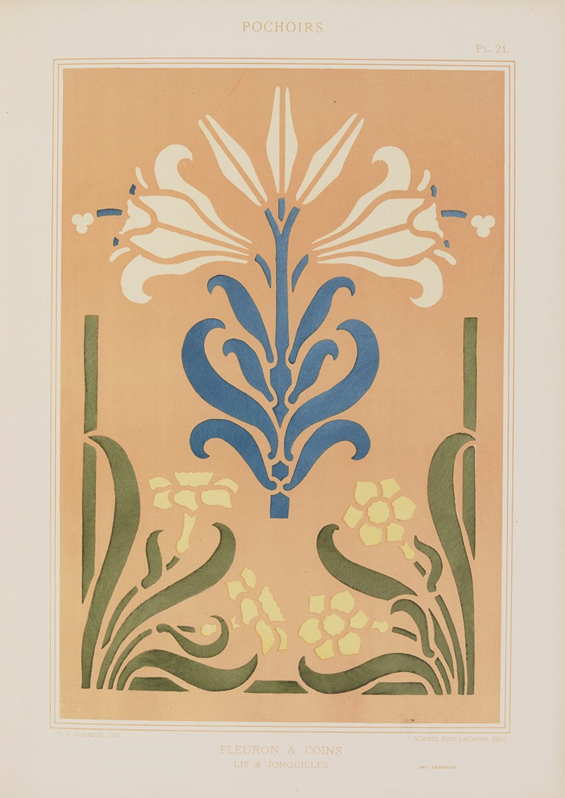 Maurice Pillard Verneuil - Fleuron & coins, Lis & Jonquilles