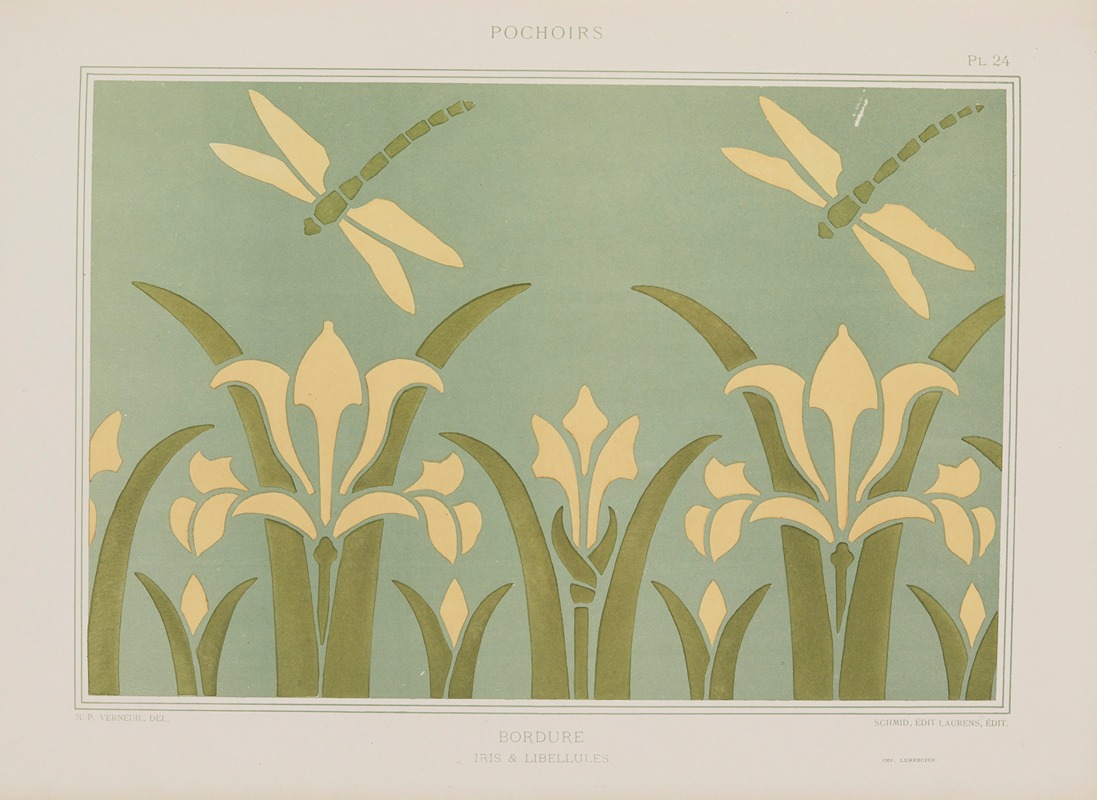 Maurice Pillard Verneuil - Bordure, Iris & libellules