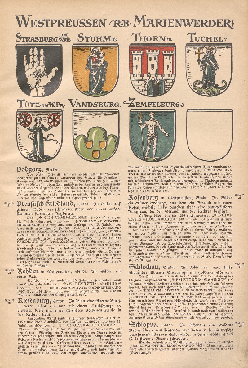 Otto Hupp - Die Wappen und Siegel der deutschen Stadte, Flecken und Dorfer Pl.12
