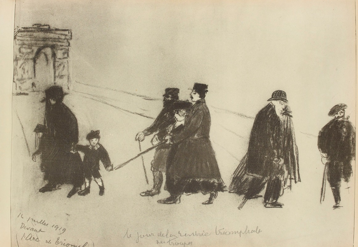 Paul Goute - 14 juillet 1919, devant l’arc de triomphe, le jour de la rentrée triomphale des troupes