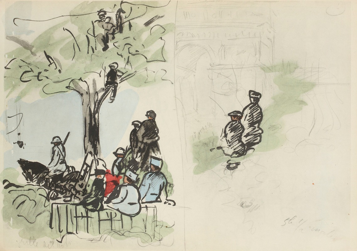 Paul Goute - 14 juillet 1919, Place de l’Etoile au coin des Champs-Elysées, cinq heure du matin