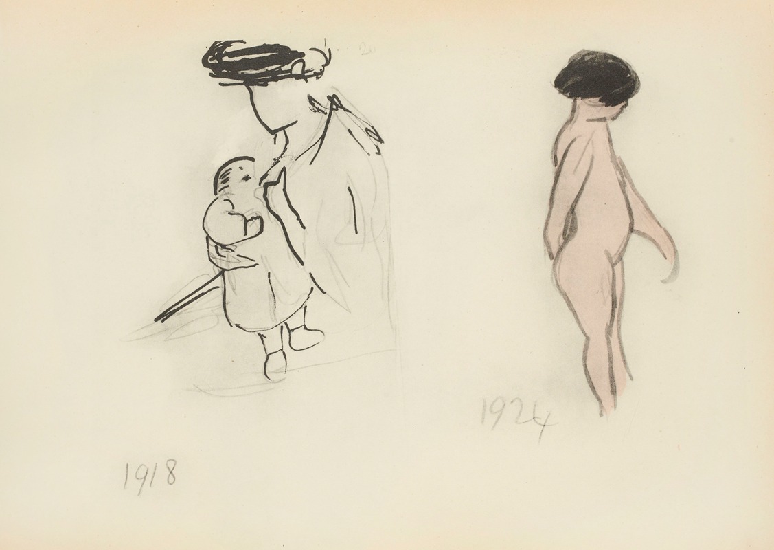 Paul Goute - 1918 femme allaitant ; 1924 modèle nu