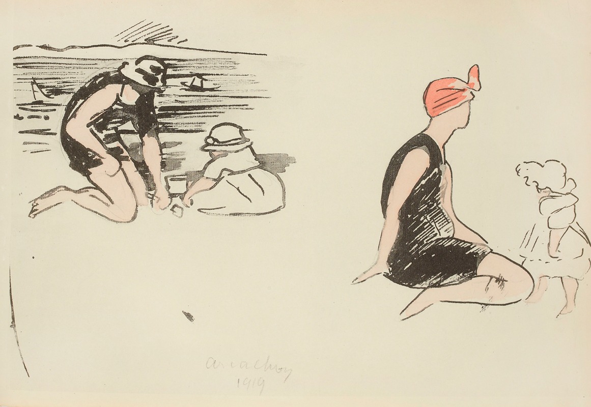 Paul Goute - Arcachon, 1919 sur la plage