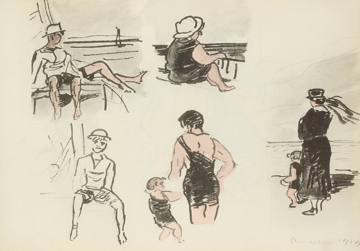 Paul Goute - Arcachon, 1919 sur la plage