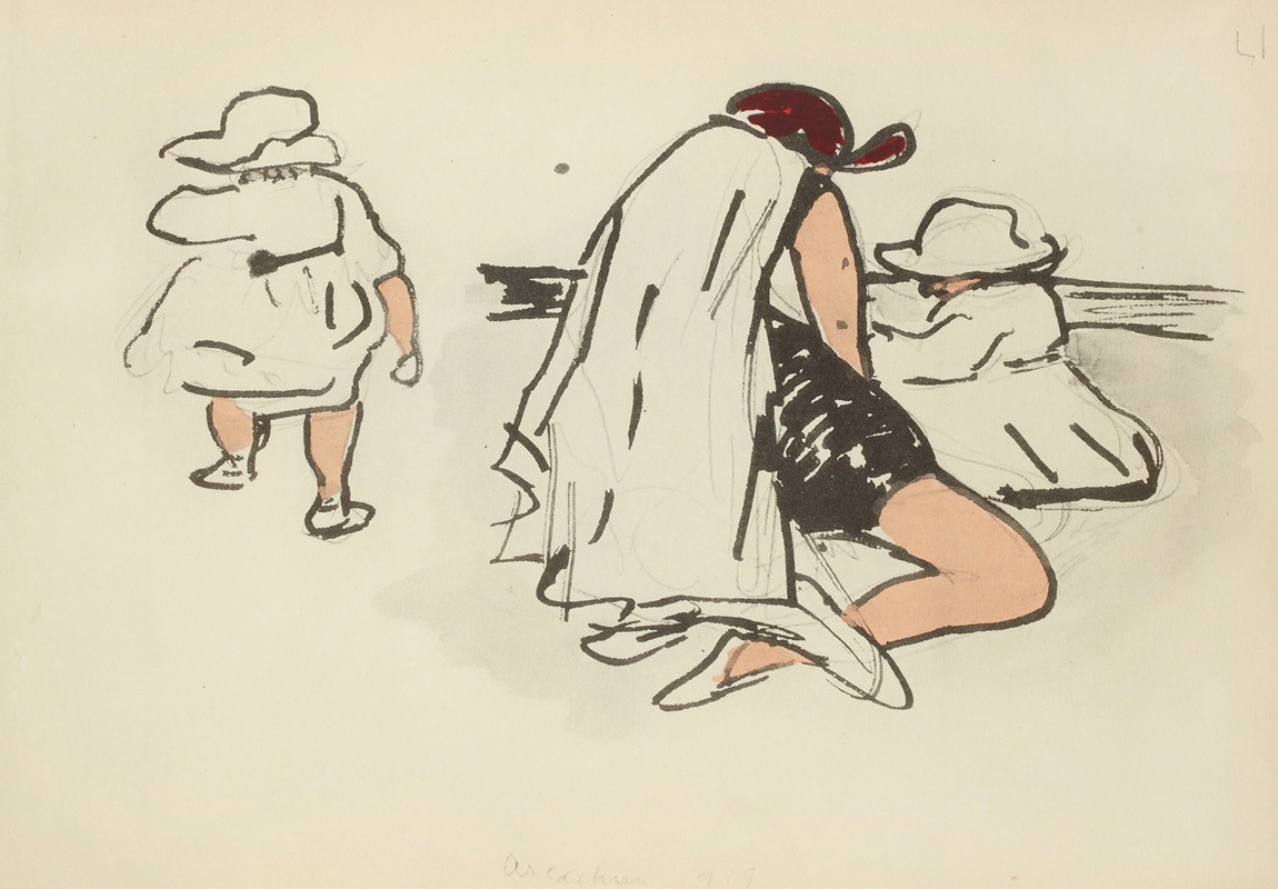Paul Goute - Arcachon, 1919 sur la plage