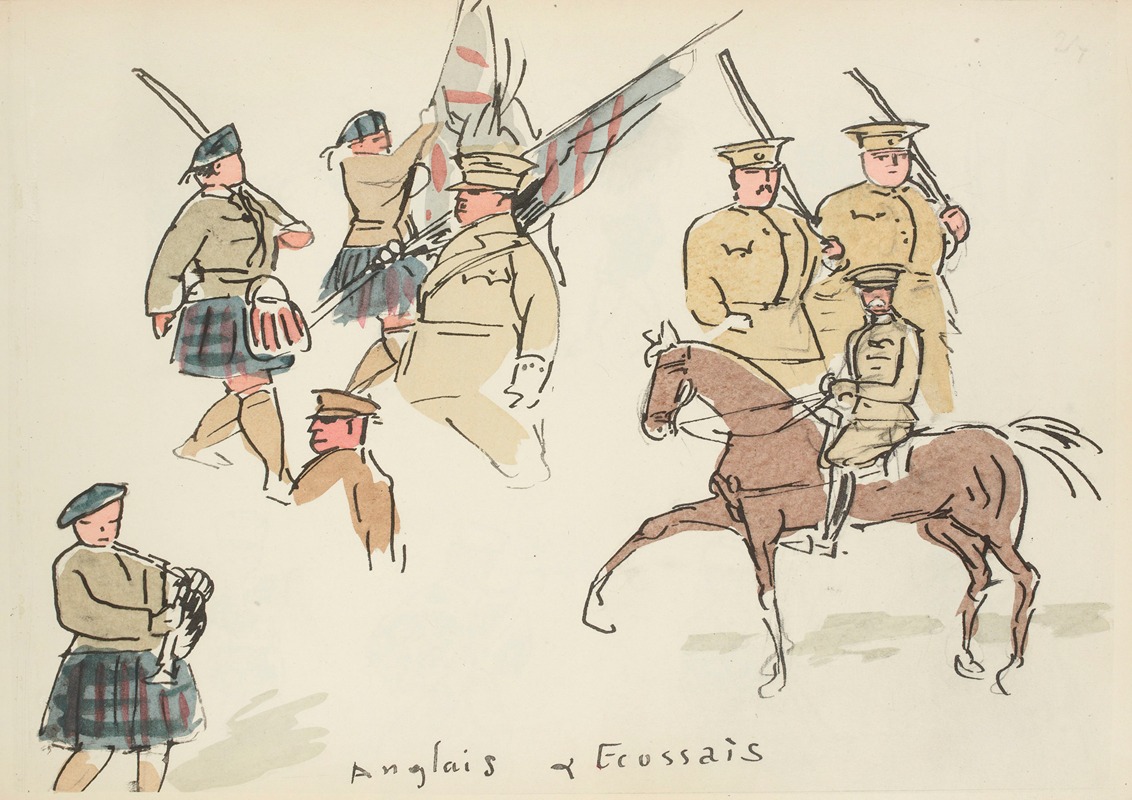 Paul Goute - Défilé du 14 juillet 1919 Anglais et Ecossais