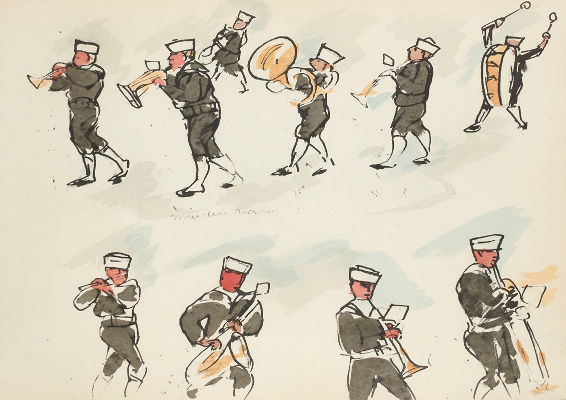 Paul Goute - Défilé du 14 juillet 1919 Musiciens américains