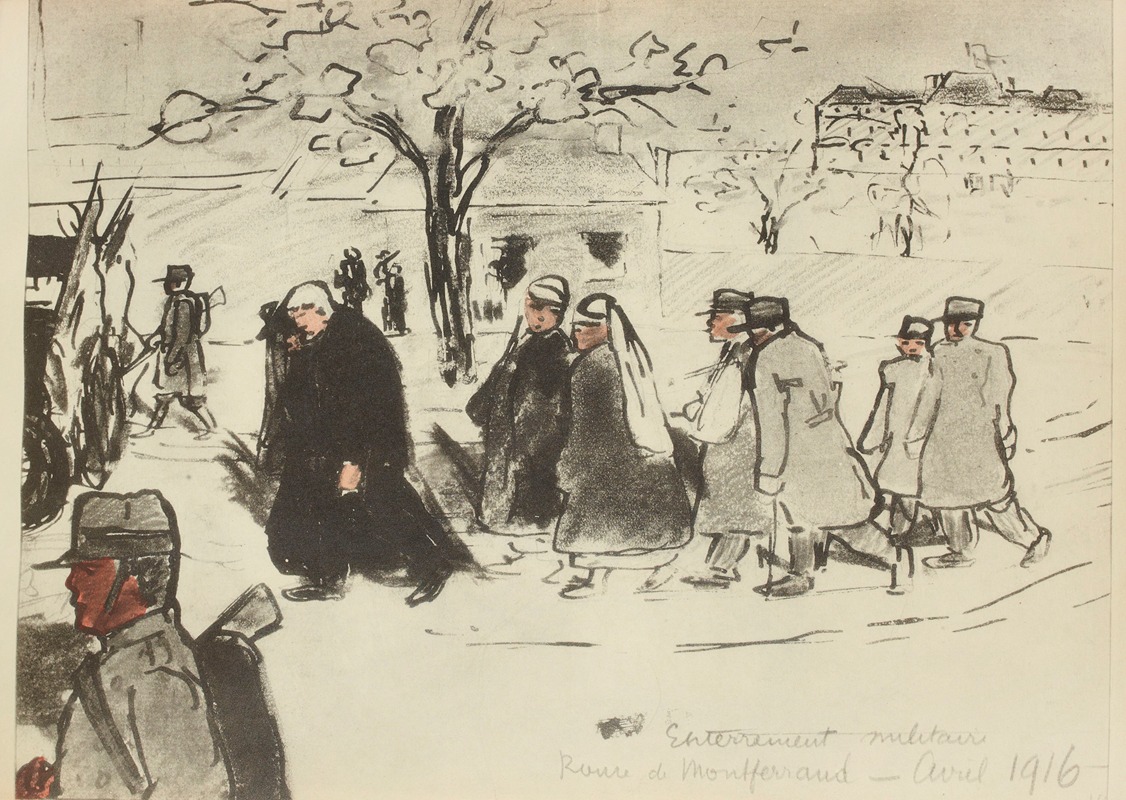 Paul Goute - Enterrement militaire, route de Montferrand, avril 1916