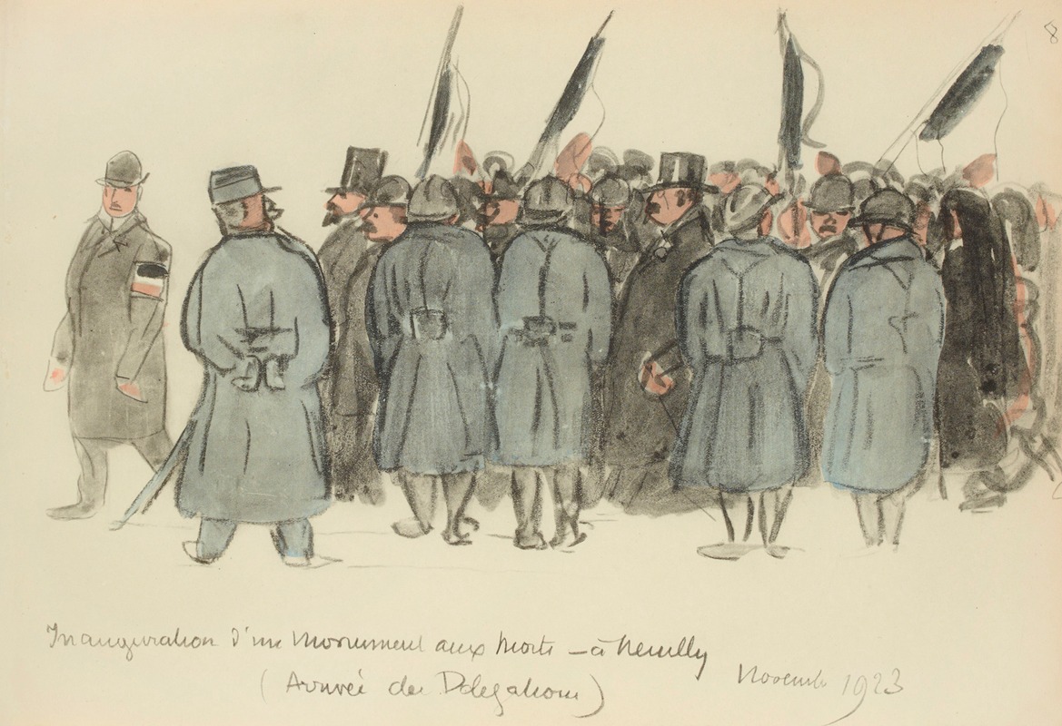 Paul Goute - Inauguration d’un monument aux Morts à Neuilly (Arrivée de la délégation), novembre 1923