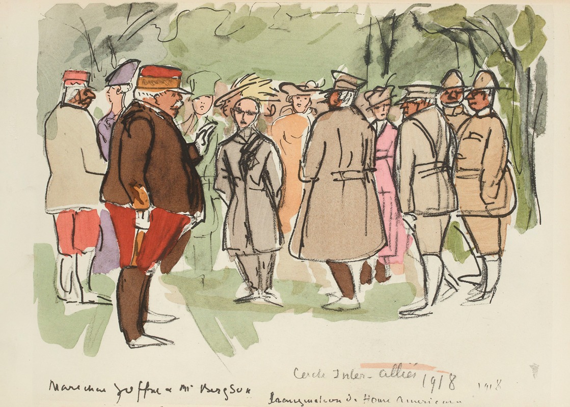 Paul Goute - Maréchal Joffre et Mr Bergson, cercle inter-alliés, 1918