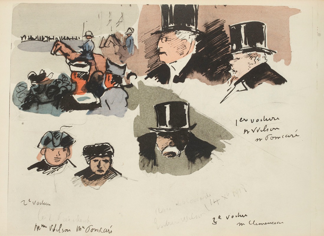 Paul Goute - Mr Wilson, M. Poincaré, Mme Wilson, Mme Poincaré, Mr Clemenceau, 14 octobre 1918