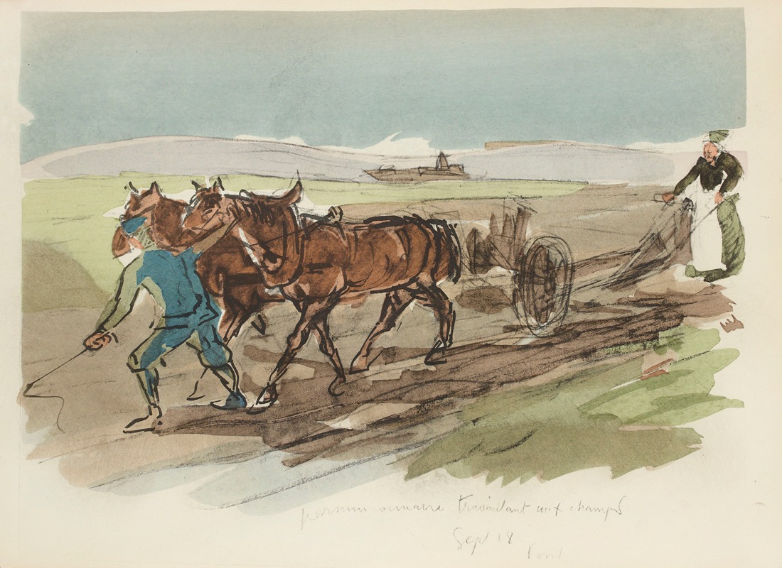 Paul Goute - Permissionnaire travaillant aux champs, septembre 1918
