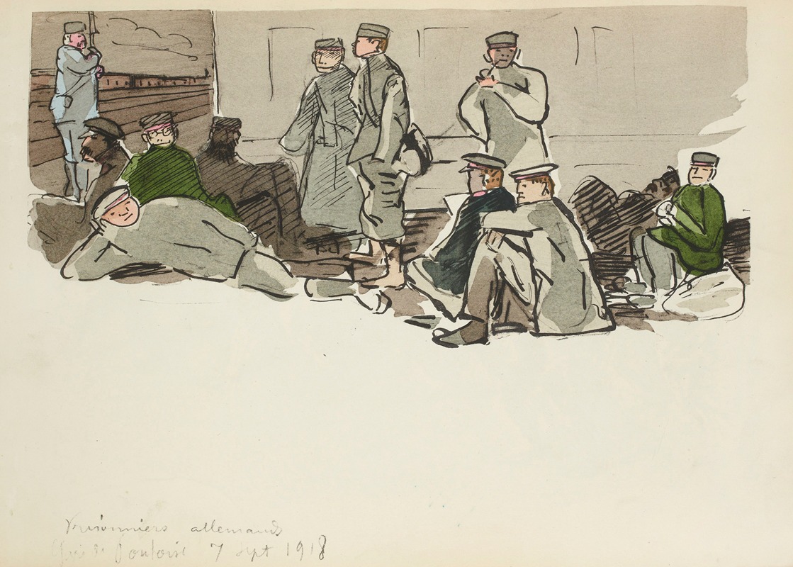 Paul Goute - Prisonniers allemands, gare de Pontoise, 7 septembre 1918