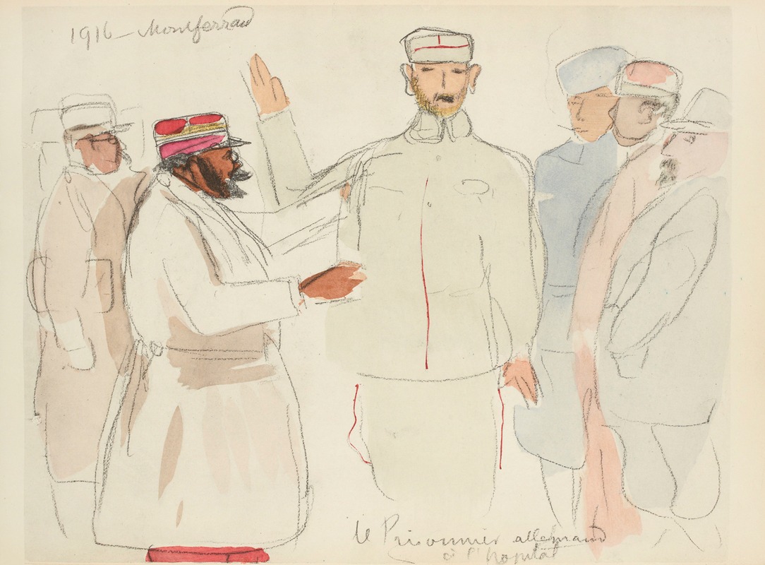 Paul Goute - Un prisonnier allemand à l’hôpital, Montferrand 1916