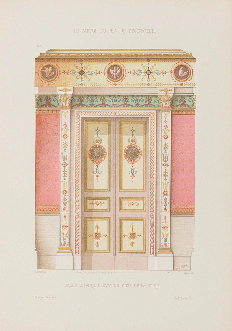 A. Desaint - Salon Empire. Elévation coté de la porte