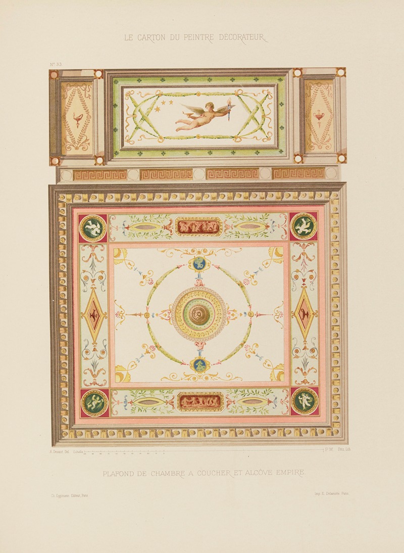 A. Desaint - Plafond de chambre à coucher et alcove Empire