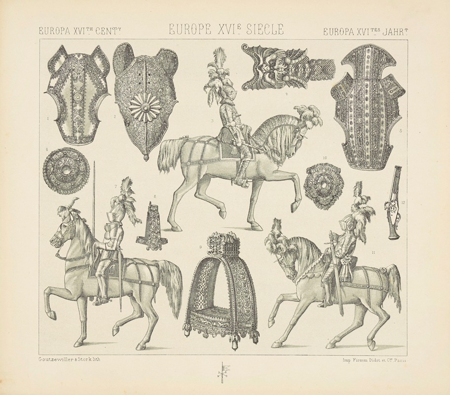 Auguste Racinet - Armures equestres – pieces detachees du harnais du cheval de guerre