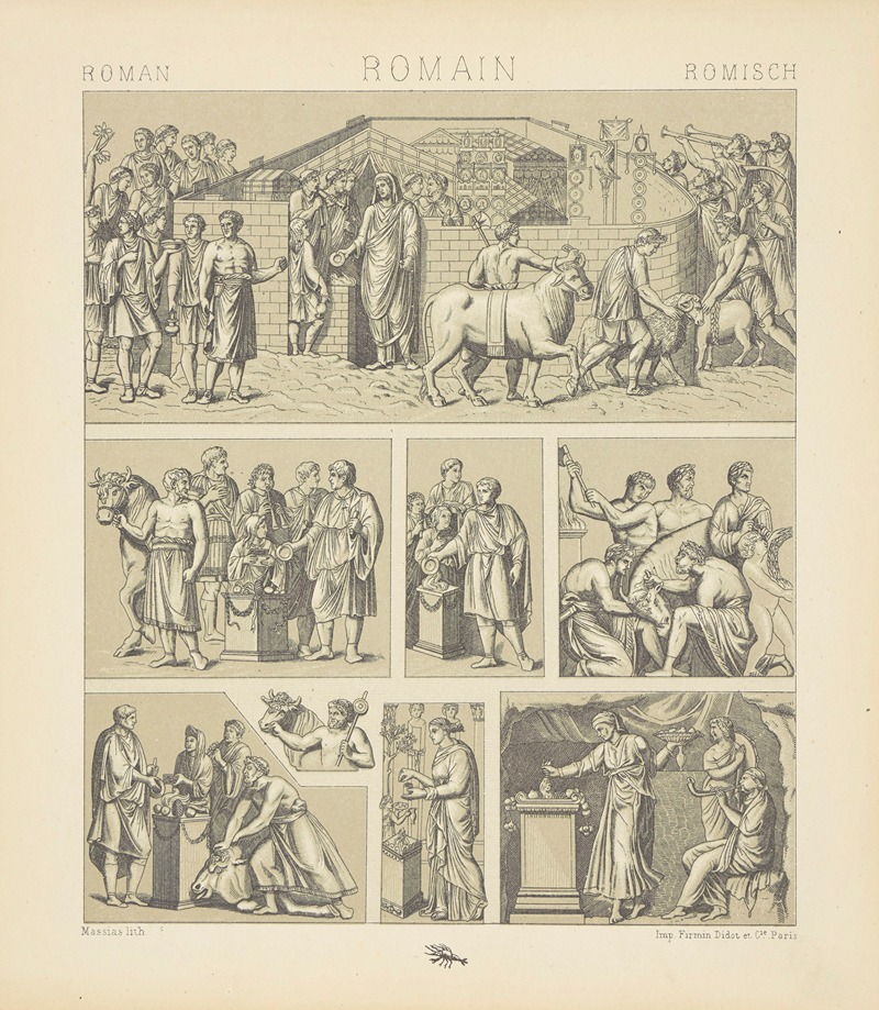 Auguste Racinet - Cérémonies religieuses; les sacrifices