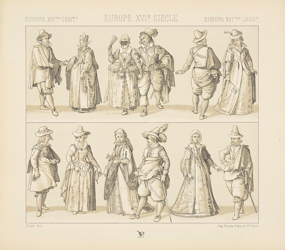 Auguste Racinet - Costumes de la fin du XVIe siecle du commencement du XVIIe