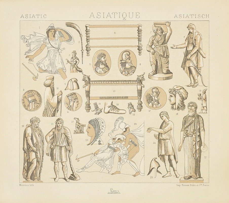 Auguste Racinet - Costumes de la Perse et de l’Asie Mineure – meubles, le bonnet phrygien, les amazones etc.