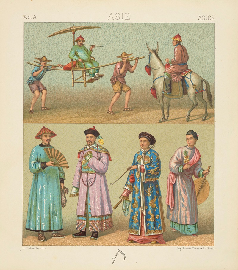 Auguste Racinet - Costumes et insignes des mandarins, dames chinoises, montures et moyens de transport