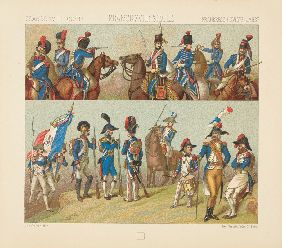 Auguste Racinet - Costumes militaires – troupes regulieres (1792-1793)