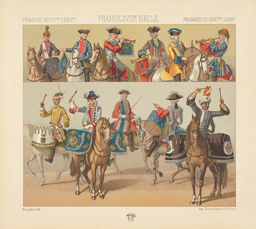 Auguste Racinet - Costumes militaires, musique de la cavalerie