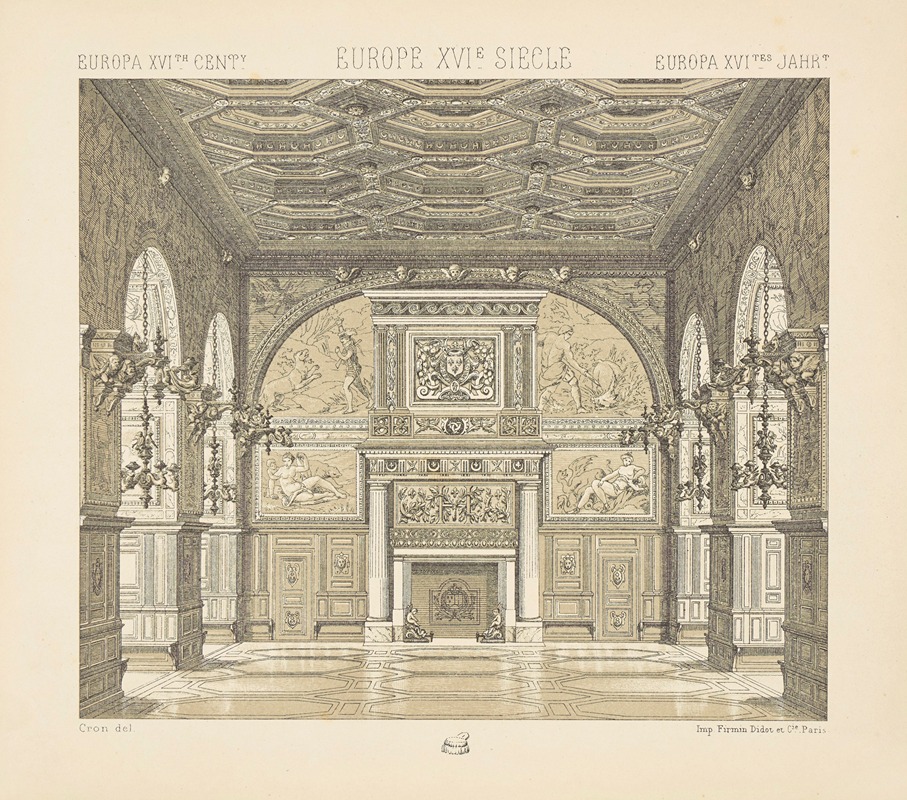 Auguste Racinet - Decoration interieure – galerie de Henri II ou salle des fetes, au palais de Fontainebleau