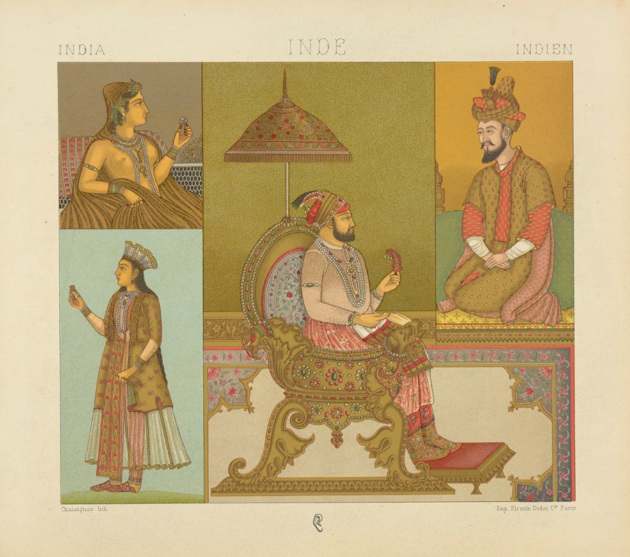 Auguste Racinet - Empereurs Mogols et dames;  les portraits historiques