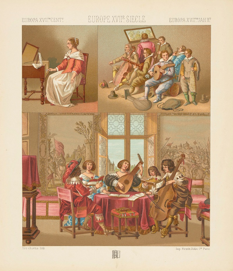 Auguste Racinet - France et Flandrie – interieur, costumes civils, instruments de musique