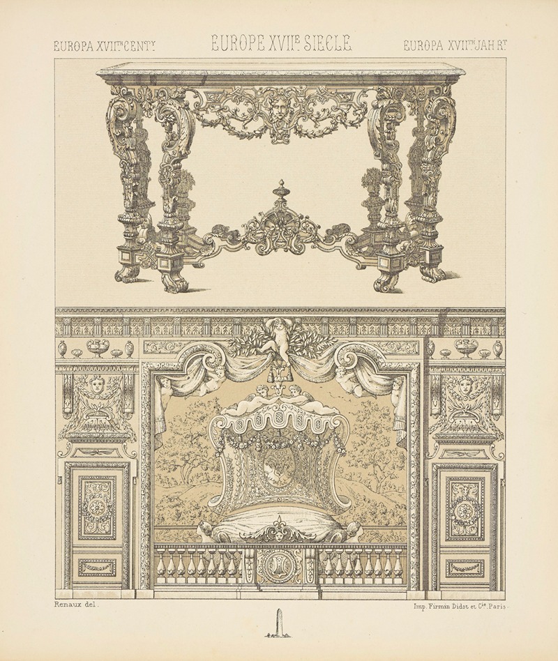 Auguste Racinet - La chambre en alcove – mobilier