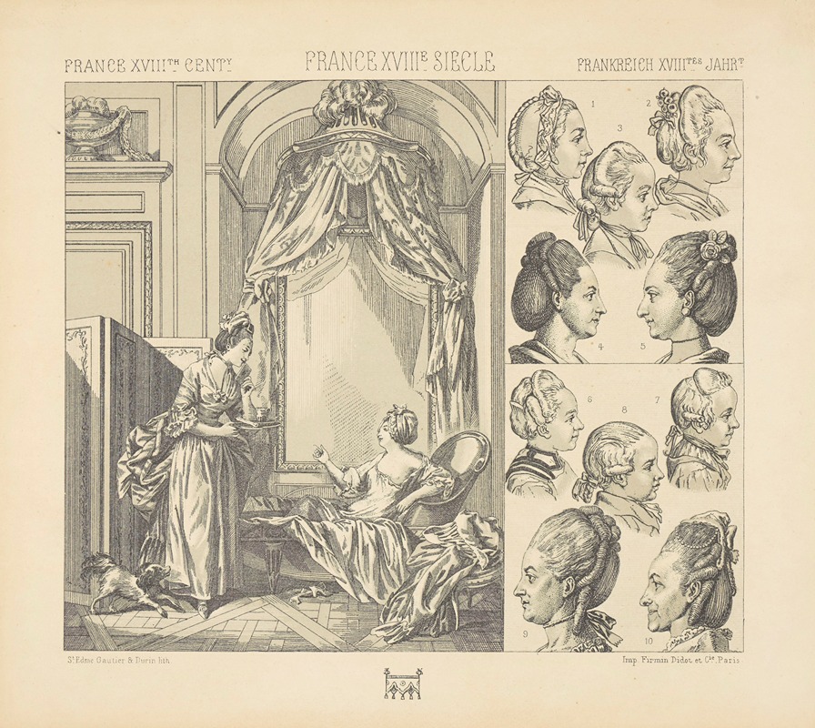 Auguste Racinet - Le bain – perruques de femmes et d’enfants