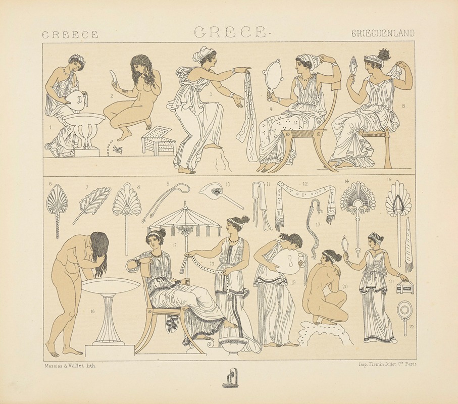 Auguste Racinet - Objets a l’usage des femmes; toilette du corps
