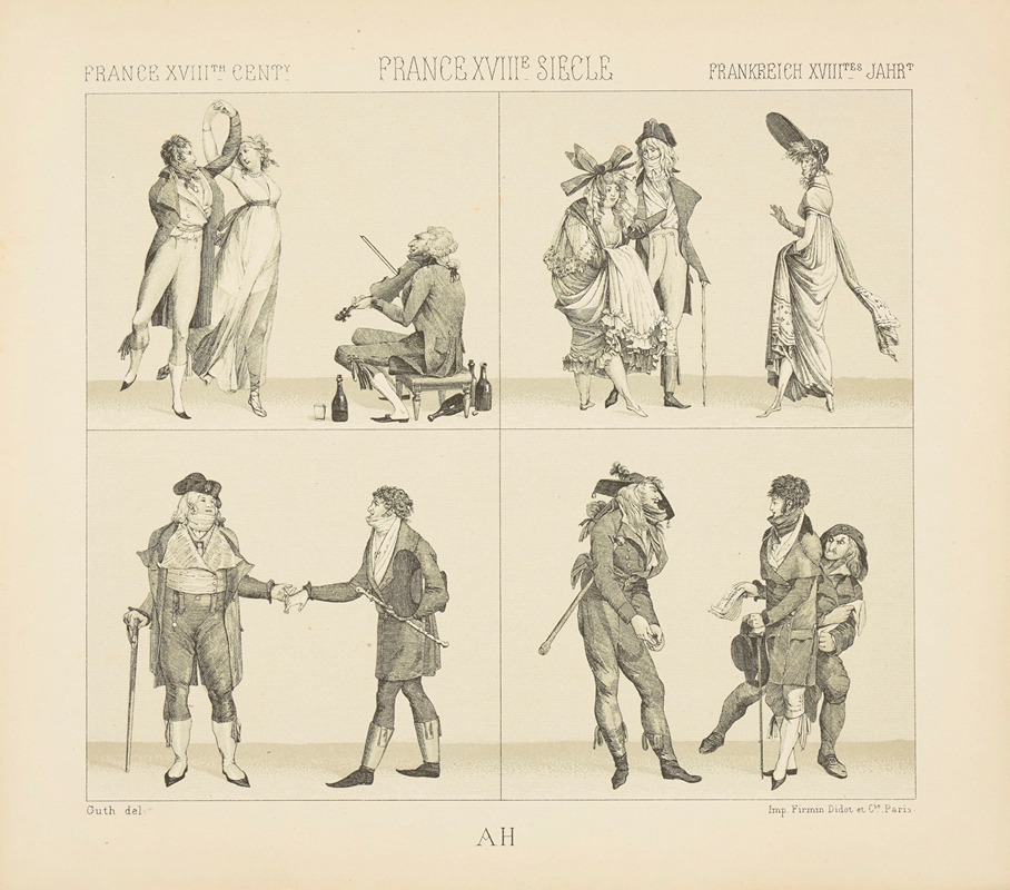 Auguste Racinet - Types de la mode a l’epoque du directoire – agioteurs et filous