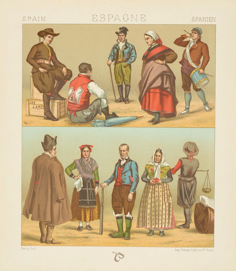 Auguste Racinet - Types populaires – Leon, Galice, Asturies, Aragon, Vieille-Castille