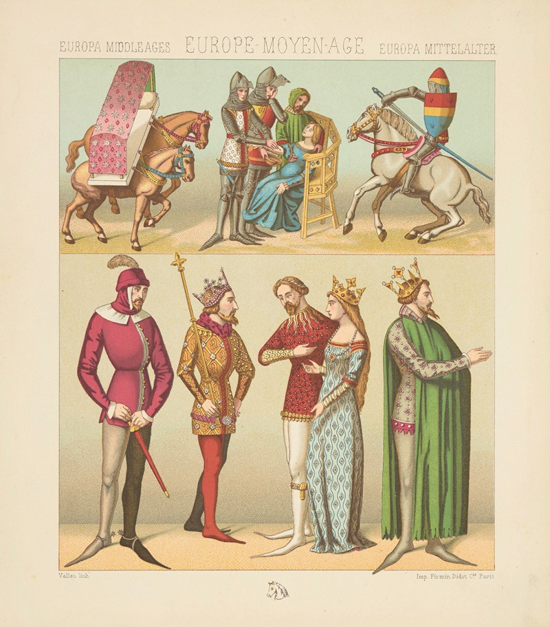 Auguste Racinet - XIVe siecle – costumes civils et militaires – litiere