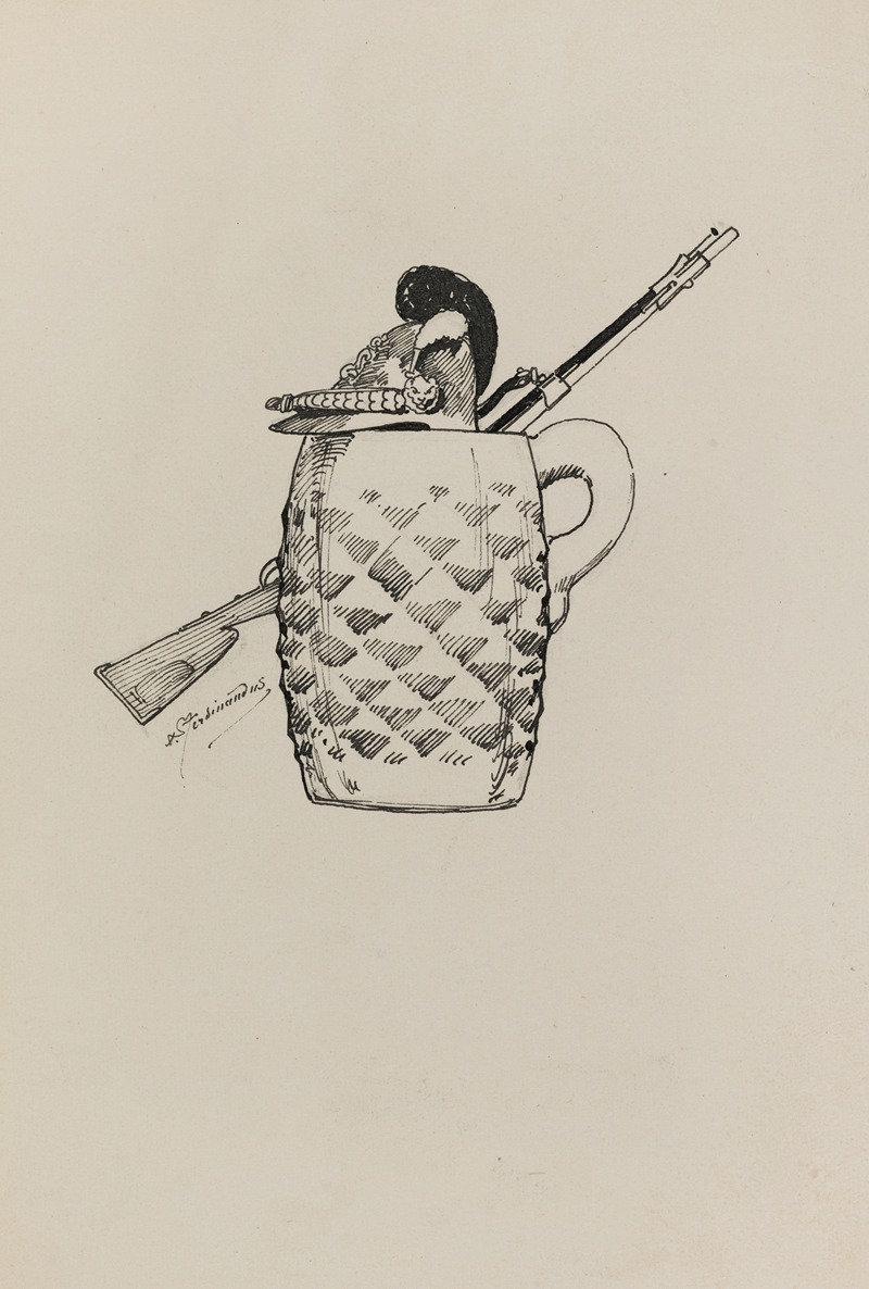 Alexandre Ferdinandus - Chope de bière, casque et fusil