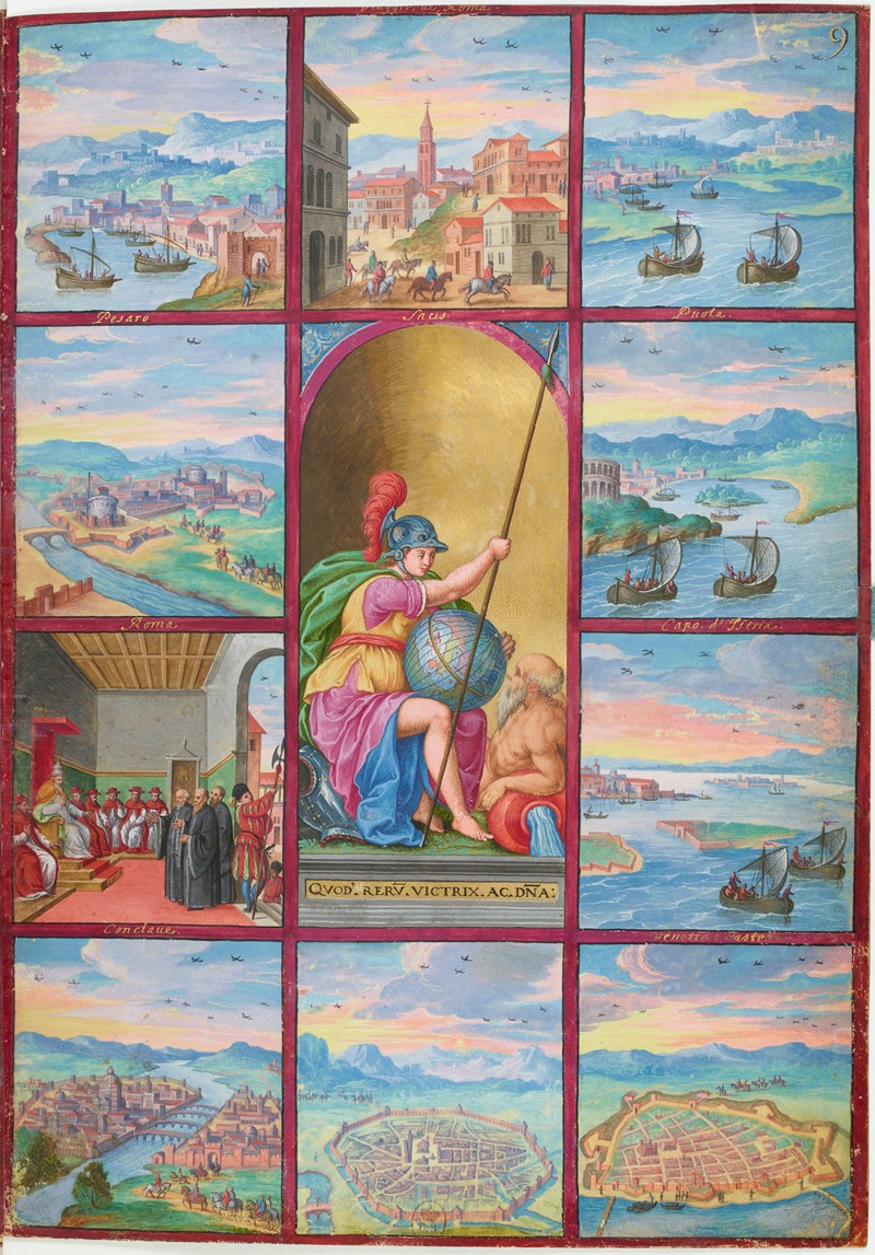 Anonymous - Personnification de la Rome antique, entourée de dix tableaux