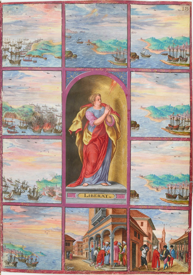Anonymous - Personnification de la sincérité et fidélité de Magius, entourée de dix tableaux