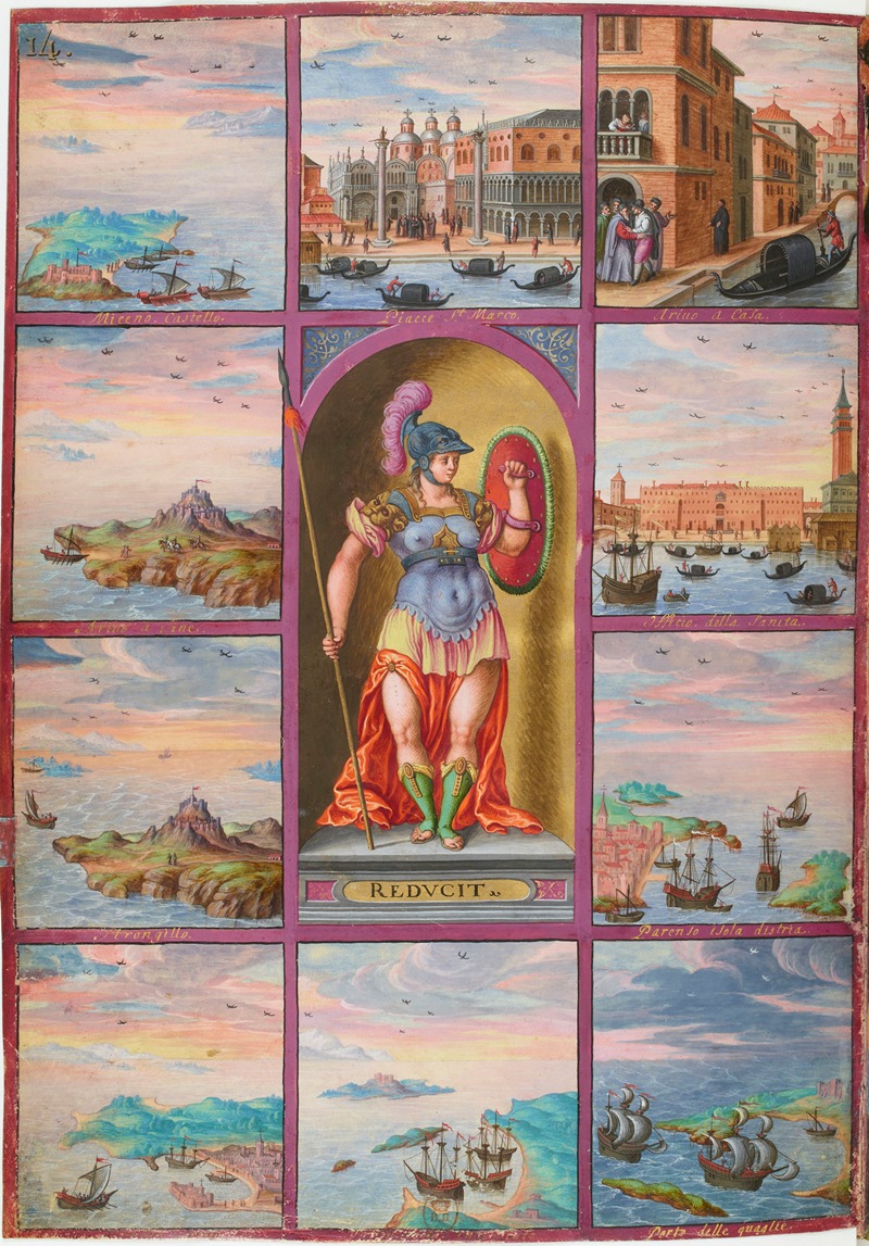 Anonymous - Pallas représentant le courage de Magius, entourée de dix tableaux