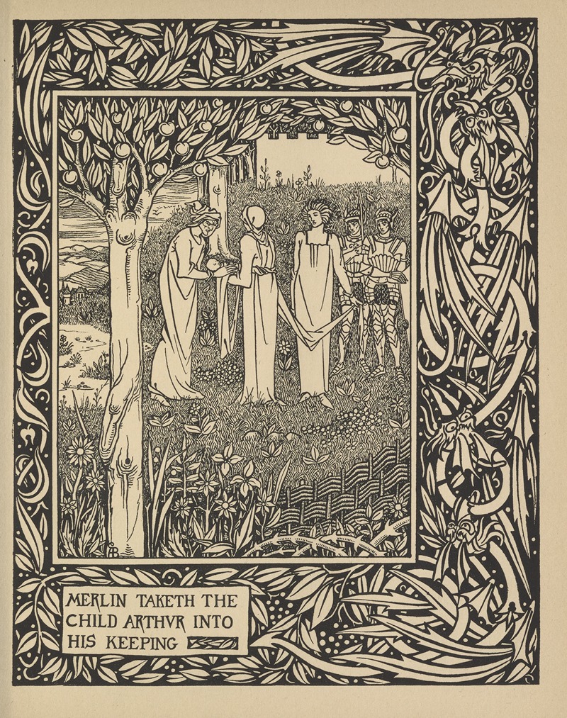 Aubrey Vincent Beardsley - Merlin taketh the child Arthur into his keeping