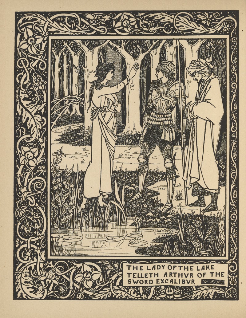 Aubrey Vincent Beardsley - The Lady of the lake telleth Arthur of the sword Excalibur