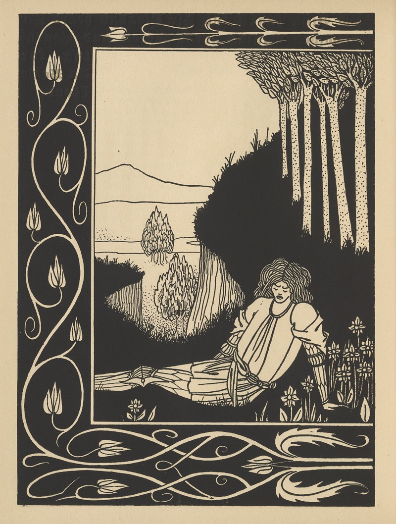 Aubrey Vincent Beardsley - How King Mark and Sir Dinadan heard Sir Palomides making great sorrow and mourning for La Beale Isoud