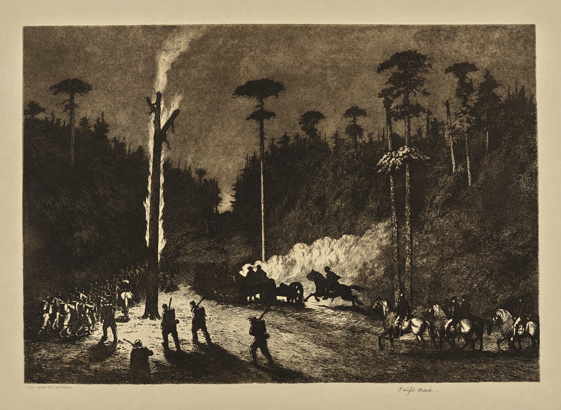 Edwin Forbes - A night march.