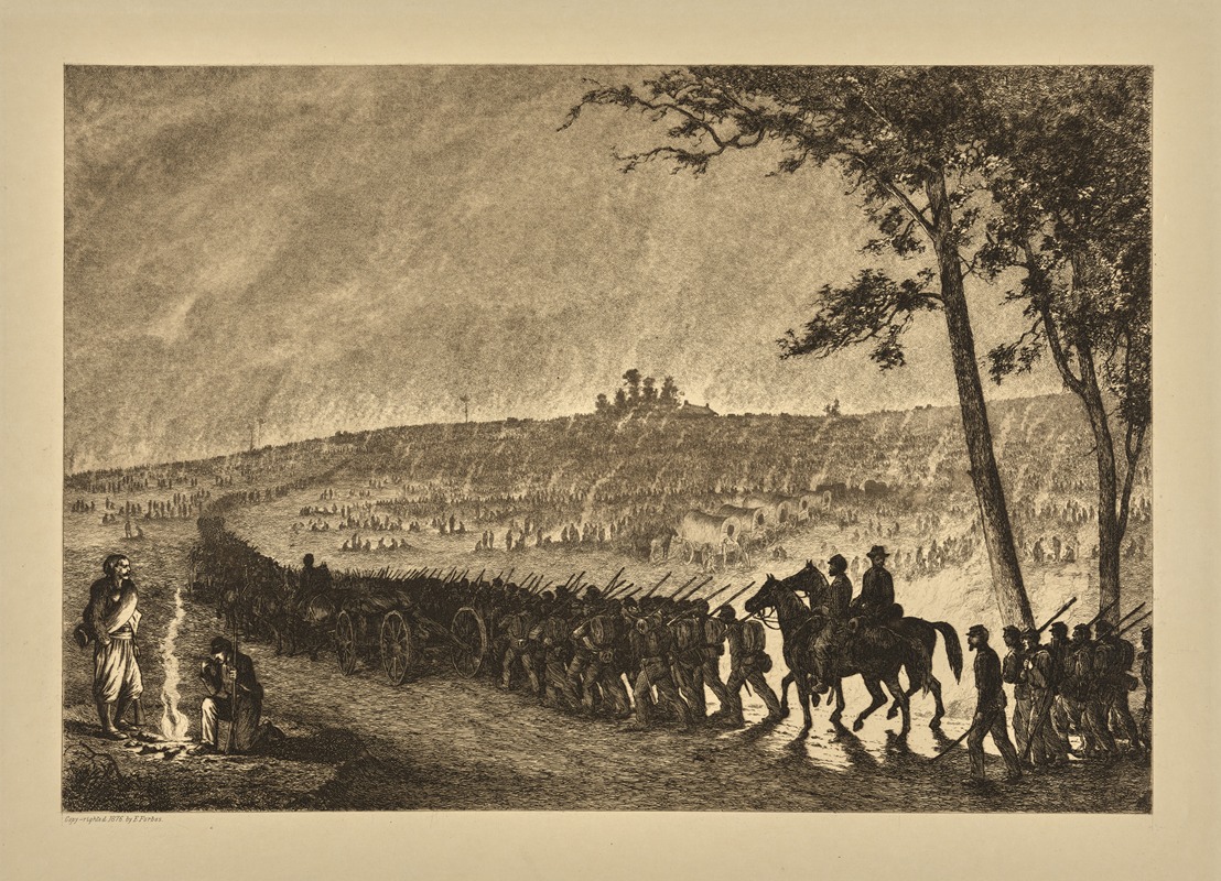 Edwin Forbes - Going into camp at night.