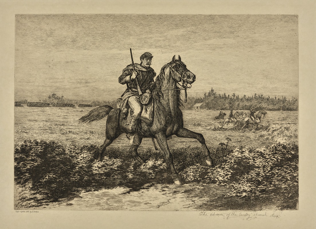 Edwin Forbes - The advance of the Cavalry skirmish line.