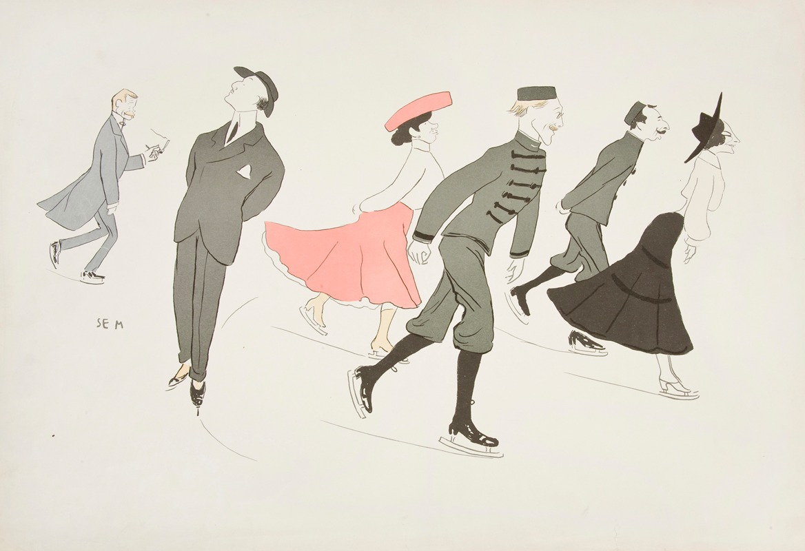 Georges Goursat (Sem) - A scene from the ice rink